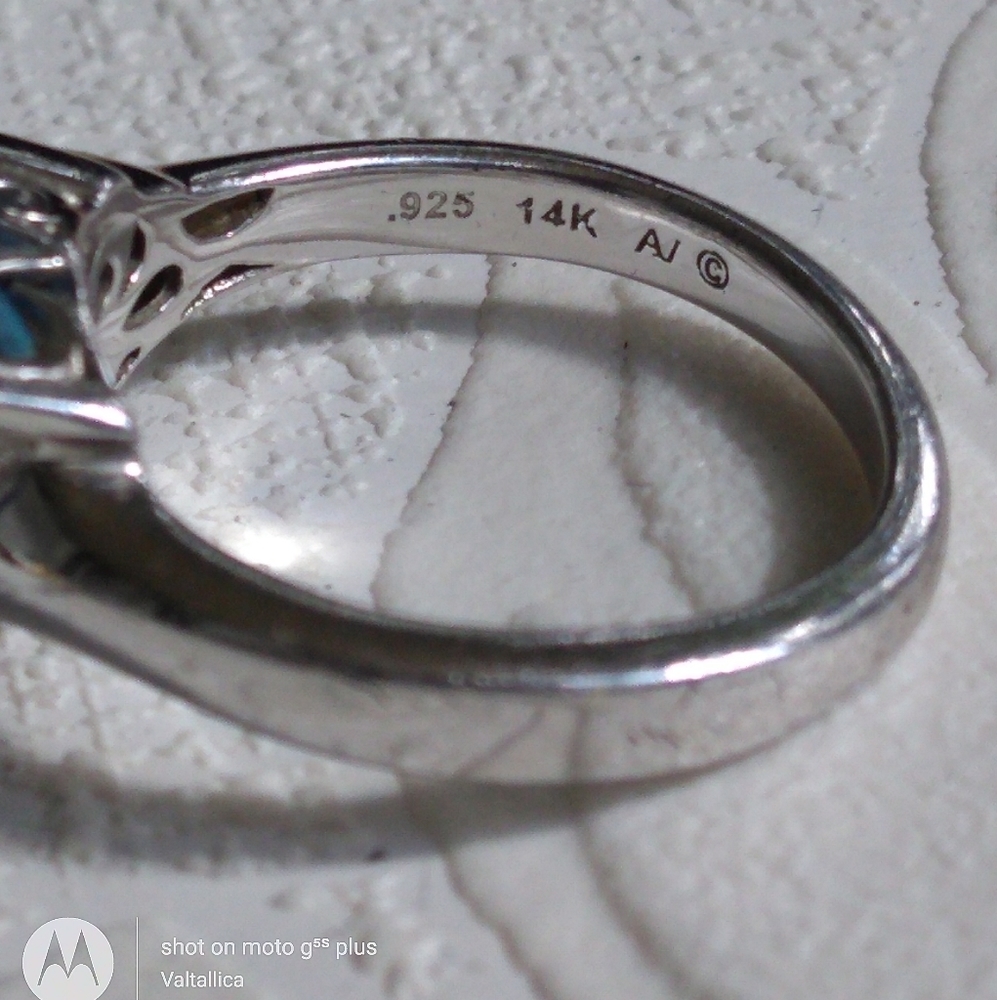AV 925 + 14K Topaz Diamond Ring ALWAND VAHAN - Picture 4 of 16